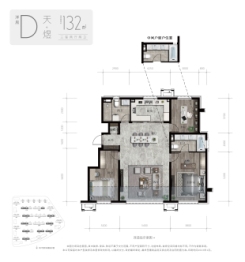 中海天钻3室2厅1厨2卫建面132.00㎡
