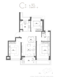 保利建工海玥天汇3室2厅1厨1卫建面90.00㎡