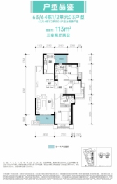 恒大天府半岛3室2厅1厨2卫建面113.00㎡