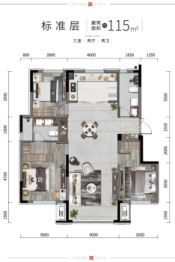 金地·九阙府3室2厅1厨2卫建面115.00㎡