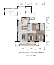 白云·玉庭华府3室2厅1厨2卫建面113.40㎡