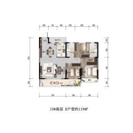 凌云府3室2厅1厨2卫建面119.00㎡