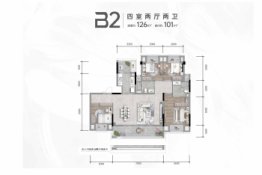 中央公园朗诗熙樾府4室2厅1厨2卫建面126.00㎡