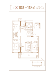 日广海曲棠樾3室2厅1厨1卫建面103.00㎡