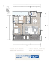 金泰阅云海2室2厅1厨2卫建面118.00㎡