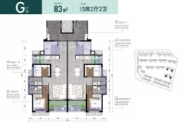 富居·禧公馆3室2厅1厨2卫建面83.00㎡