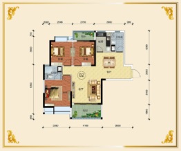 雅宝新城3室2厅1厨2卫建面102.96㎡