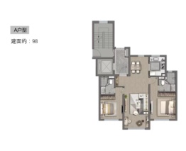 宝华·紫薇花园3室2厅1厨2卫建面98.00㎡