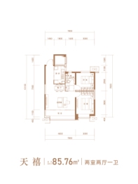 鹏飞·南开学苑2室2厅1厨1卫建面85.00㎡