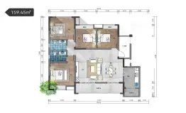 瀚江·汉水丽园4室2厅1厨2卫建面159.45㎡