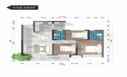 瀚江·汉水丽园3室2厅1厨2卫建面116.16㎡