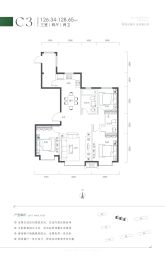 东鸿·蝶翠里3室2厅1厨2卫建面126.34㎡
