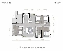 龙湖滨江 云河颂4室2厅1厨3卫建面186.00㎡