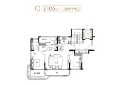 兰亭绿洲3室2厅1厨2卫建面105.00㎡