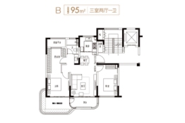 兰亭绿洲3室2厅1厨1卫建面95.00㎡