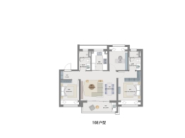 浦发唐城二期3室2厅1厨2卫建面108.00㎡