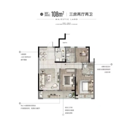 润府名园3室2厅1厨2卫建面108.00㎡