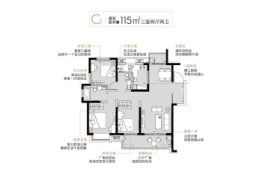 建滔菁庭3室2厅1厨2卫建面115.00㎡