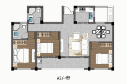 青云上府3室2厅1厨2卫建面88.00㎡