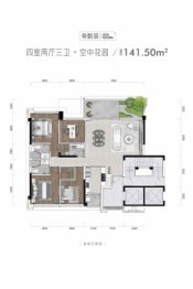 重庆长嘉外滩4室2厅1厨3卫建面141.50㎡