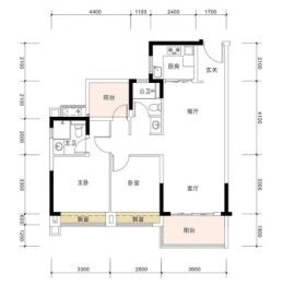 灿邦珑廷观邸2室2厅1厨2卫建面98.00㎡