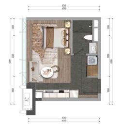 招商湾熙中心1室1厅1厨1卫建面41.00㎡