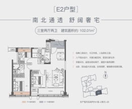 龍光·玖雲匯3室2厅1厨2卫建面102.01㎡