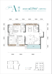 南德缦和滨江3室2厅1厨2卫建面119.00㎡