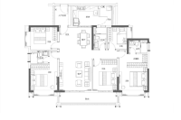 建面162平五房户型图