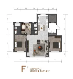 亿成·锦绣华庭3室2厅1厨2卫建面142.16㎡