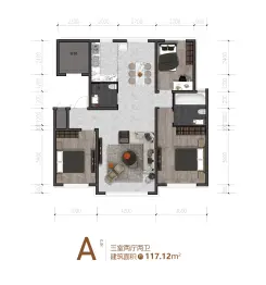 亿成·锦绣华庭3室2厅1厨2卫建面117.12㎡