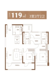 诺德·逸安居3室2厅1厨2卫建面119.00㎡