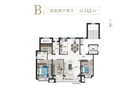 华新名仕学府4室2厅1厨2卫建面143.00㎡