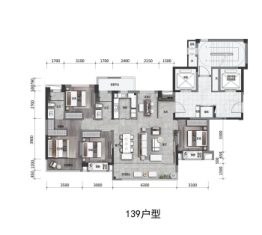 宁波建发璞云4室2厅1厨2卫建面139.00㎡