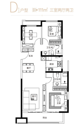 华清园·文津观澜3室2厅1厨2卫建面111.00㎡