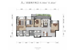 成都城投·春江蘭庭4室2厅1厨2卫建面99.00㎡