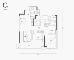 江上雲境3室2厅1厨2卫建面107.00㎡