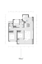 保利缦城和颂3室2厅1厨2卫建面98.00㎡