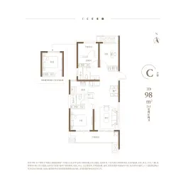 朗悦公园府3室2厅1厨2卫建面98.0㎡