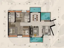 佳兆业东江新城3室2厅1厨2卫建面117.0㎡