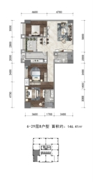 九锦台3室2厅1厨2卫建面146.41㎡