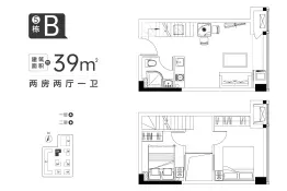 星光城广场2室2厅1厨1卫建面39.00㎡