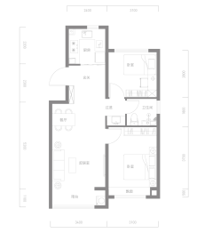 天津蘭园2室2厅1厨1卫建面80.00㎡