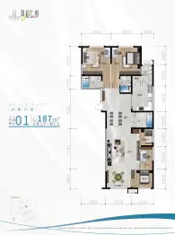 西站·真彩仁恒5室3厅1厨3卫建面185.0㎡