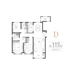 体北鲁能公馆3室2厅1厨2卫建面117.00㎡