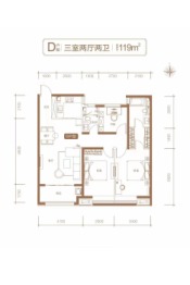 书苑名家3室2厅1厨2卫建面119.00㎡