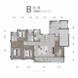 冠城玲珑湾4室2厅1厨2卫建面131.00㎡