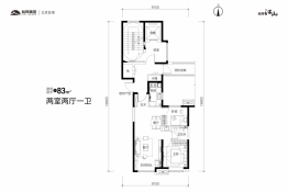 旭辉江山2室1厅1厨1卫建面83.00㎡