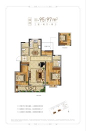 河畔雅居3室2厅1厨2卫建面97.00㎡