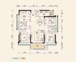 龙熙花园4室2厅1厨2卫建面126.00㎡